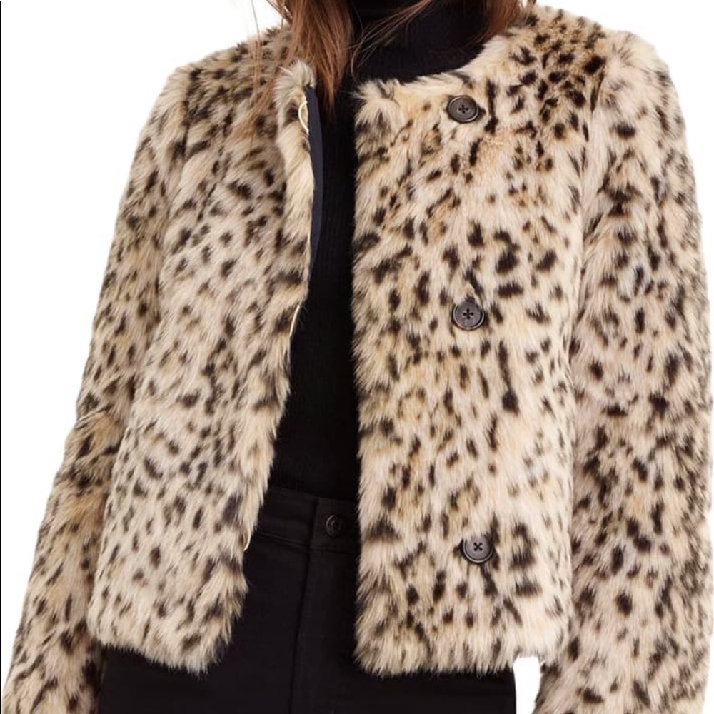 J. Crew Leopard Fur Crop Coat